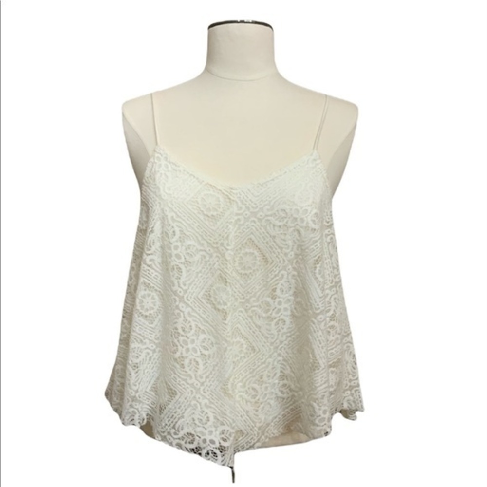 AE sleeveless cropped off white lace top size S EUC